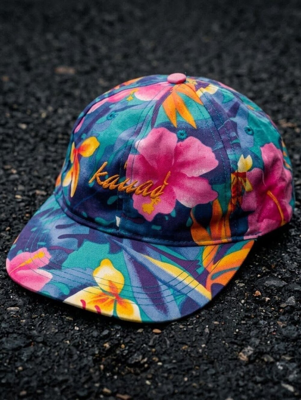 Vtg Kauai Floral Snapback Hat Hawaiian Headwear Made in Korea Y2K Surf Rare